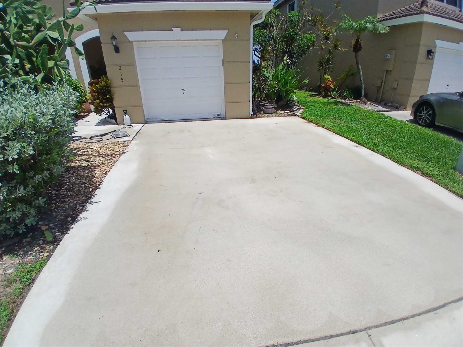 Concrete driveway after pressure washing